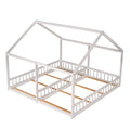 House Platform Beds, 2 Shared Beds, Metal Frame With Guardrails