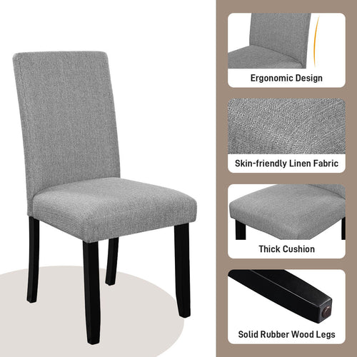 5 Piece Round Dining Table Set, Modern Table And 4 Upholstered Chairs For Dining Room