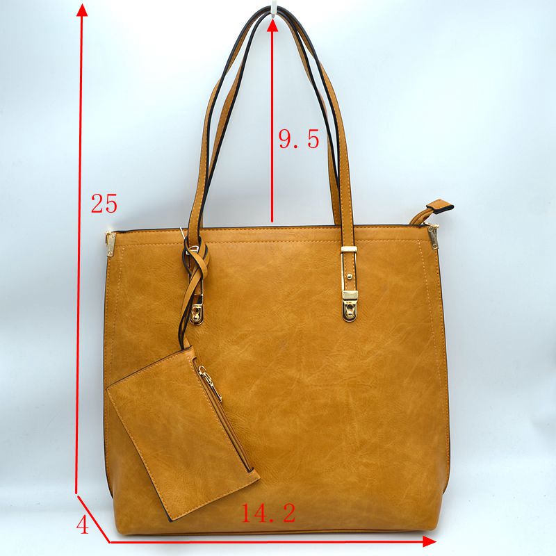 Soft Faux Leather Tote Handbag With Wallet
