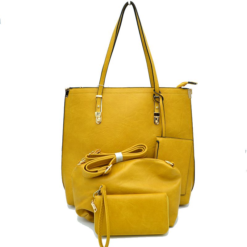 Soft Faux Leather Tote Handbag With Wallet