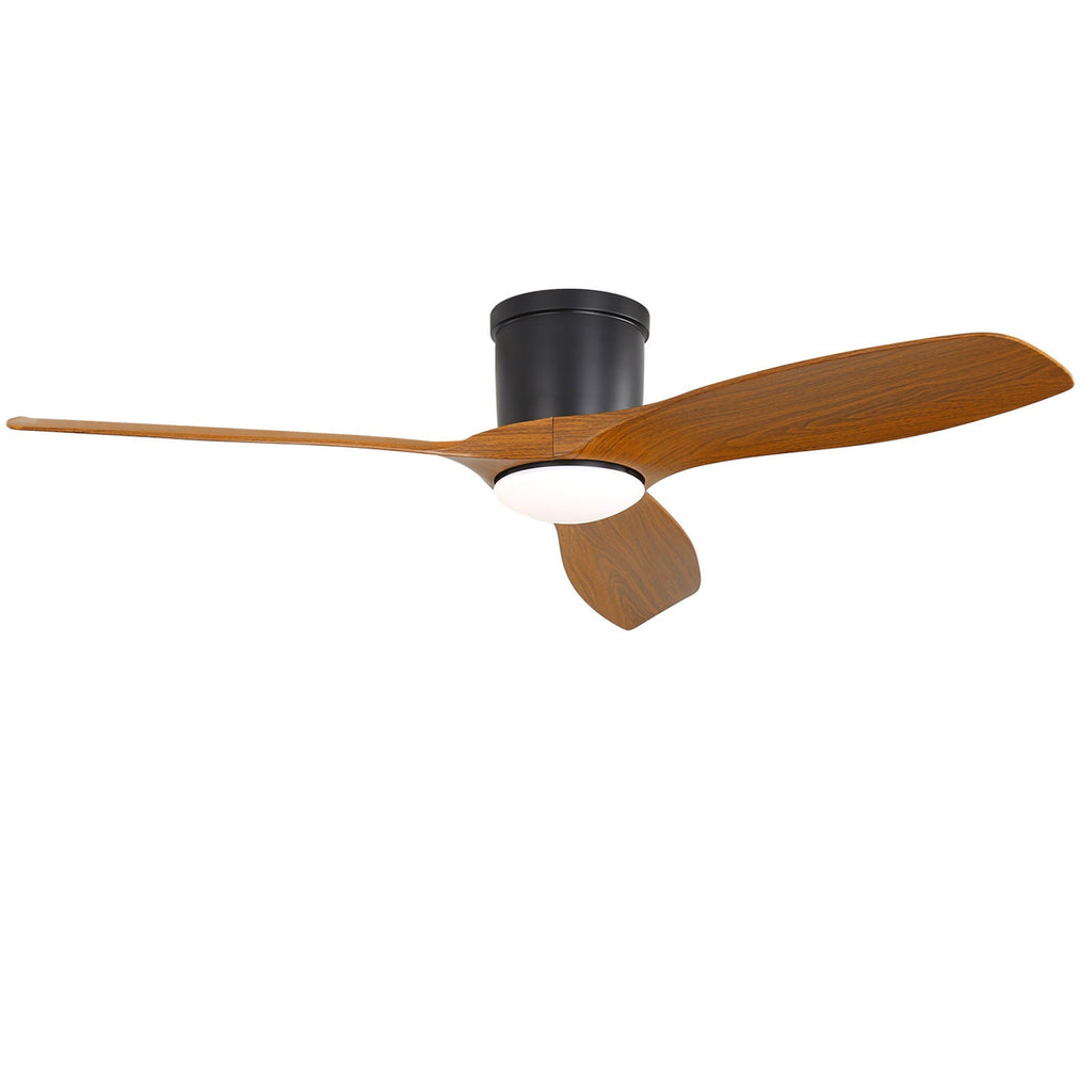 Smart Ceiling Fan With Remote Control, 3 Blades, Dimmable LED Light, Reversible DC Motor - Black