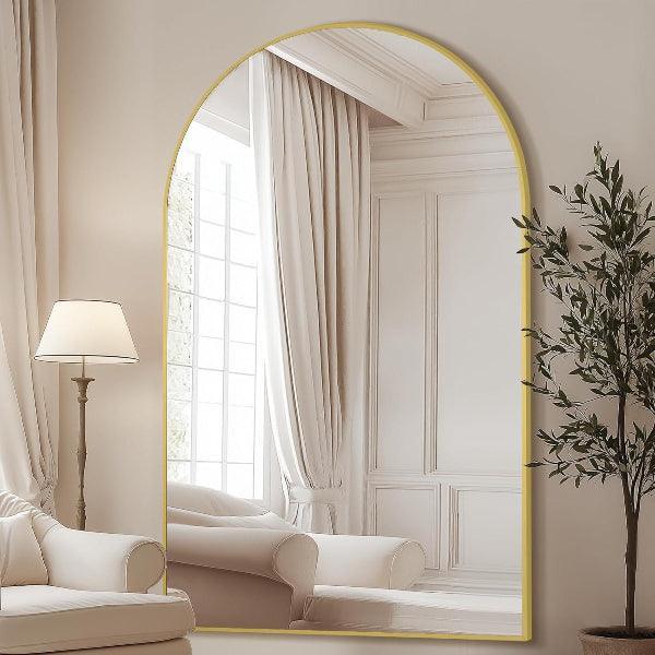 MELOMOIR Arched Full Length Mirror, Oversized Floor Mirror Freestanding, Large Full Body Mirror for Bedroom Living Room, Gold Mirror Full Length with Tempered Glass, Wall Mirror Full Length