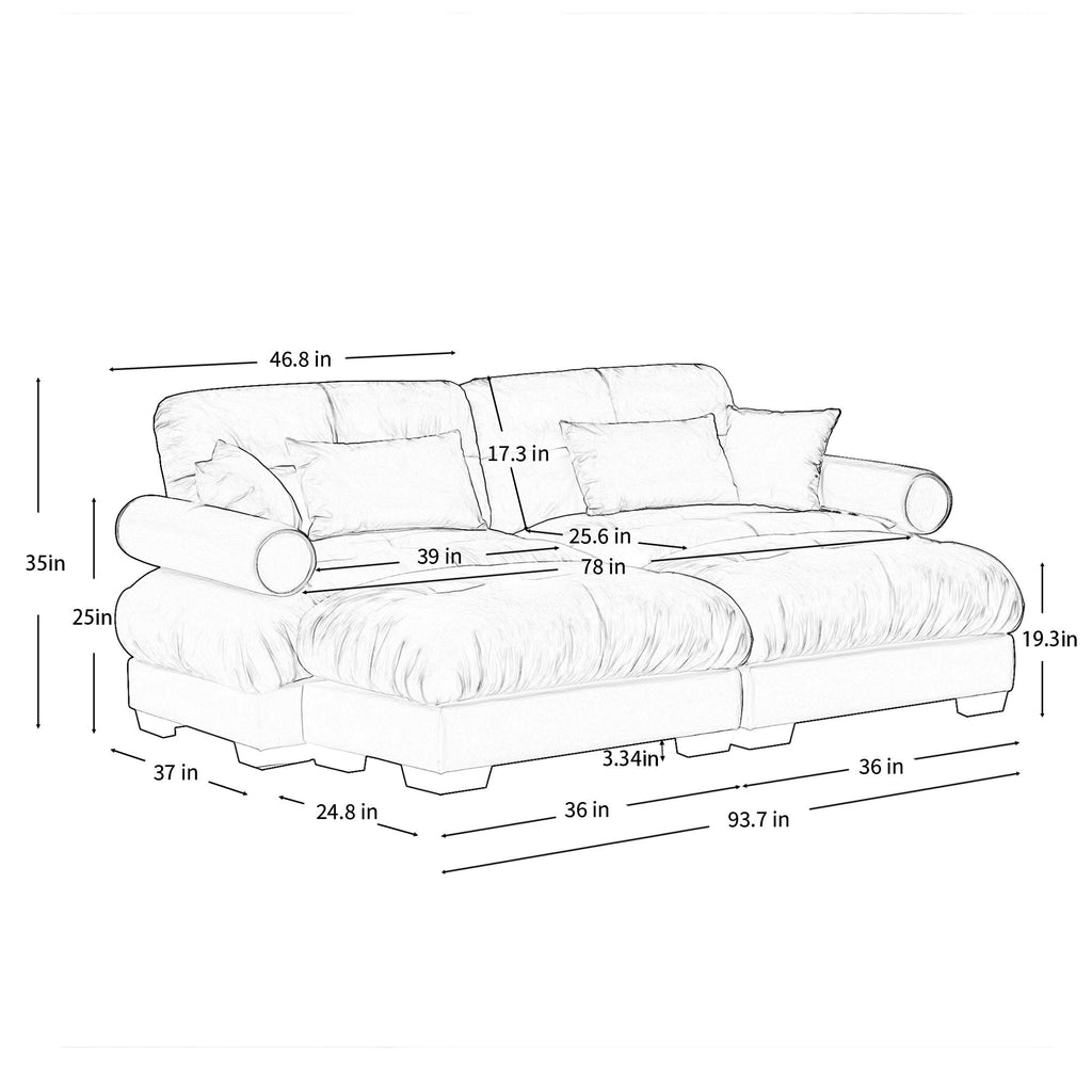 Super Comfort Oversized Modular Sectional Sofa With Movable Ottoman