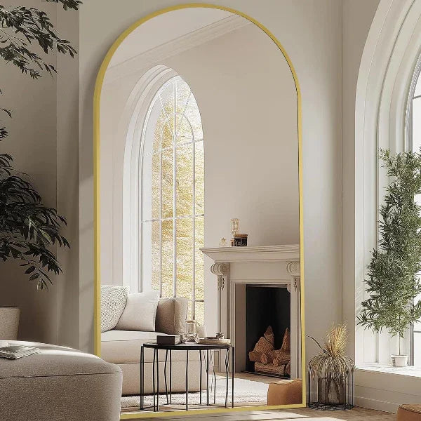 MELOMOIR Arched Full Length Mirror, Oversized Floor Mirror Freestanding, Large Full Body Mirror for Bedroom Living Room, Gold Mirror Full Length with Tempered Glass, Wall Mirror Full Length