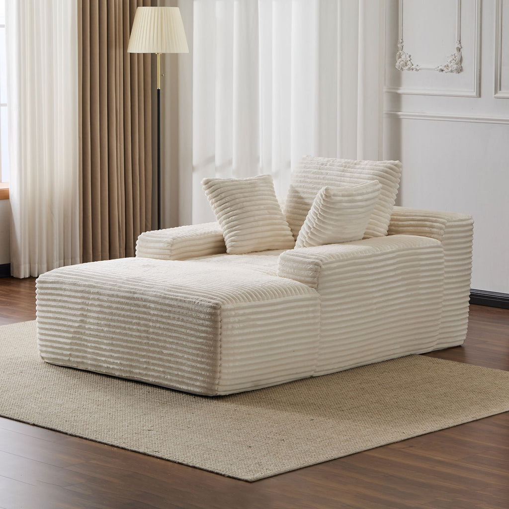 Oversized Chaise Lounge Chair Cozy Cloud Couch With 3 Throw Pillows And Wide Armrest