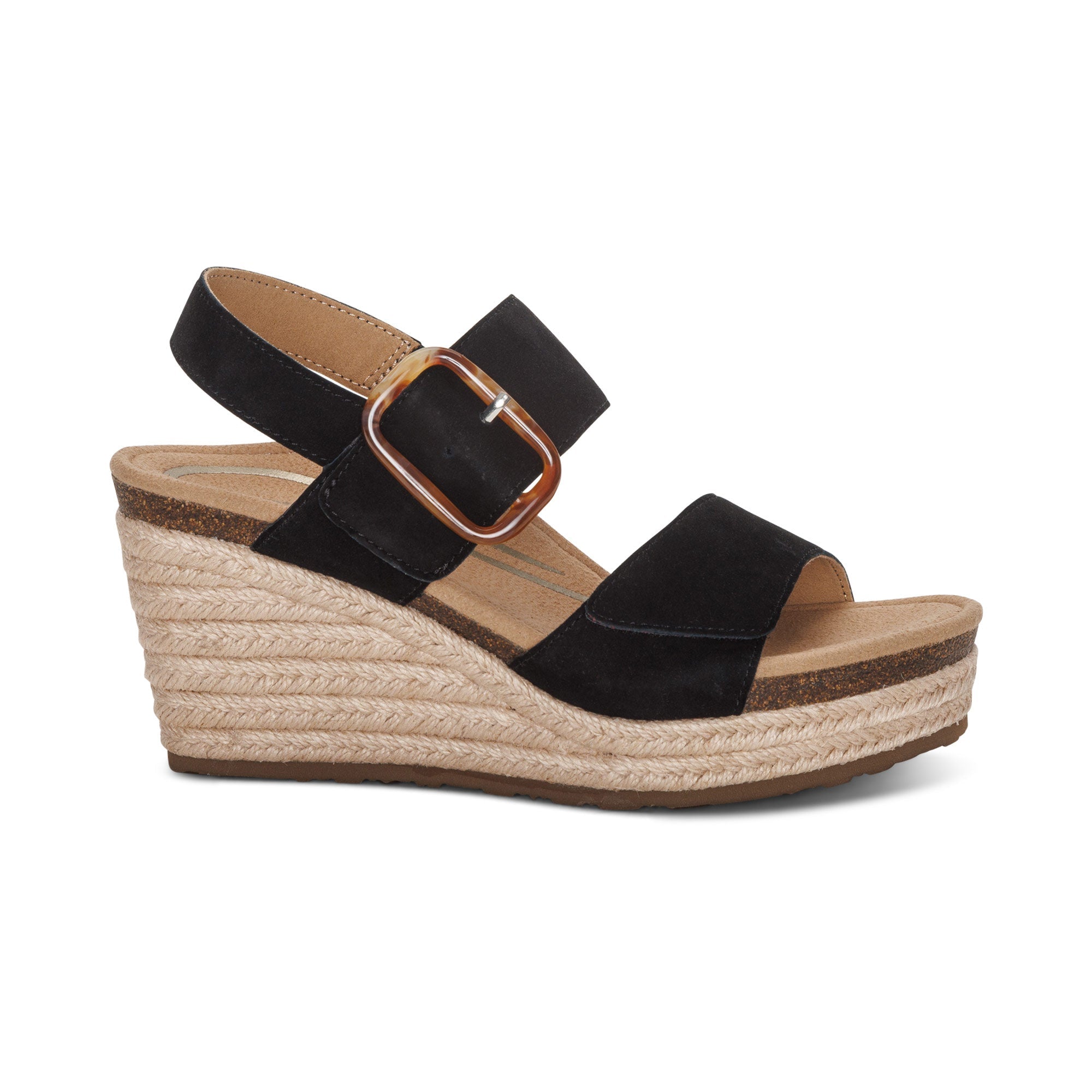 Aetrex Women's Ashley Espadrille Wedge Black