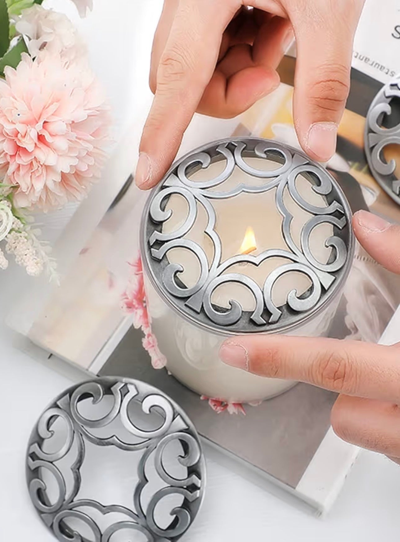 Silver Metal Candle Topper