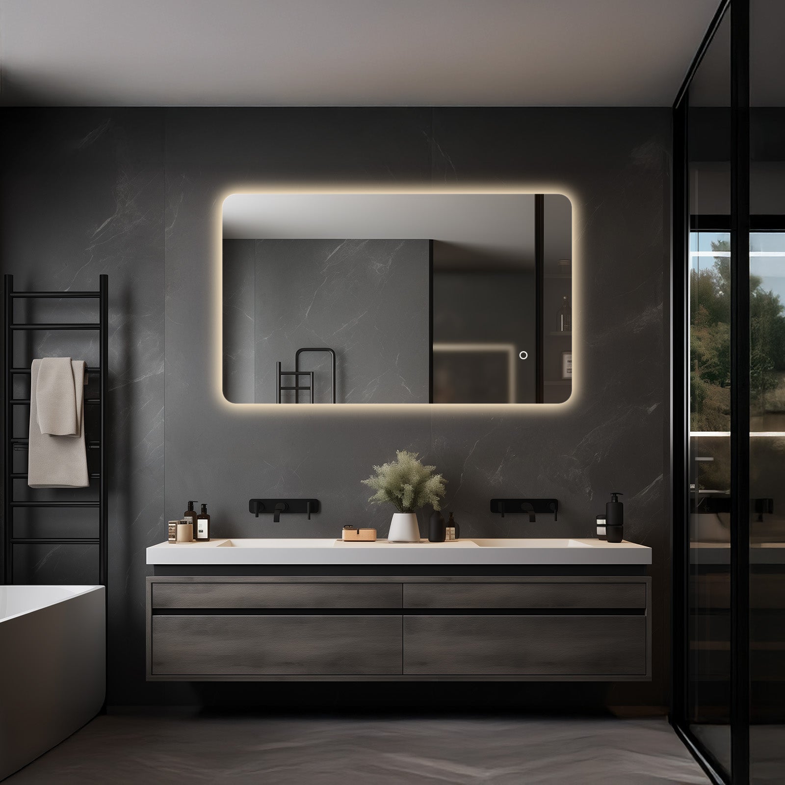Corona Frameless LED Mirror – Backlit, Anti-Fog, Dimmable