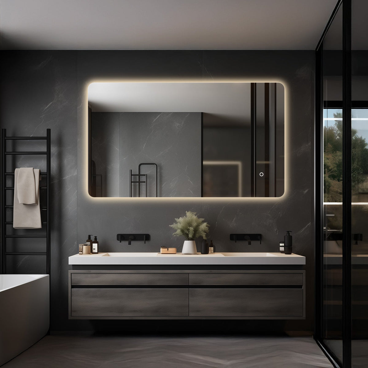 Corona Frameless LED Mirror – Backlit, Anti-Fog, Dimmable