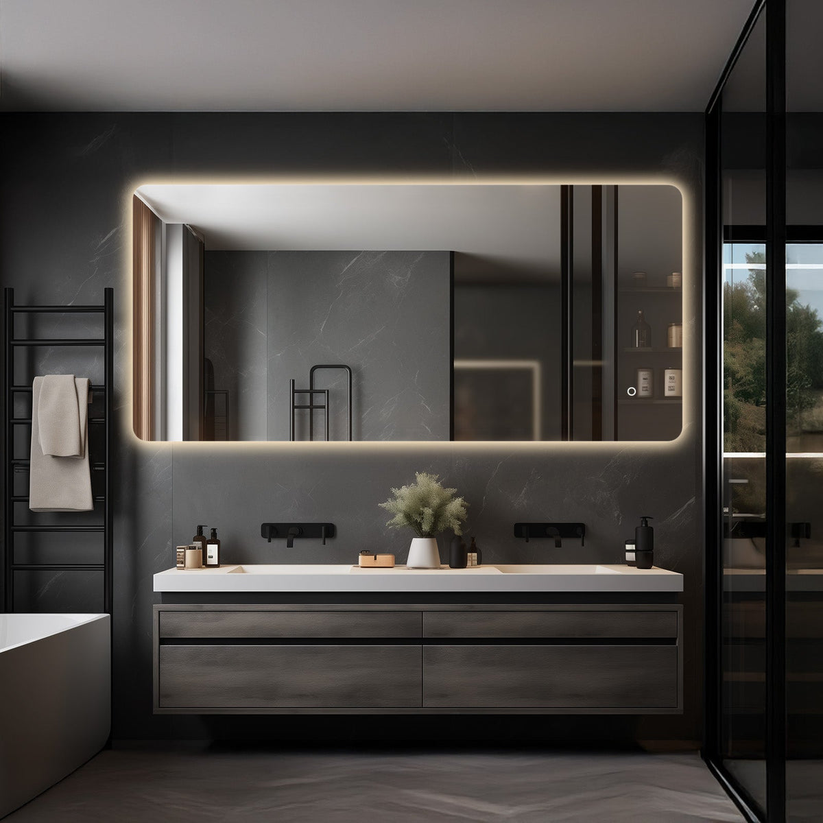 Corona Frameless LED Mirror – Backlit, Anti-Fog, Dimmable