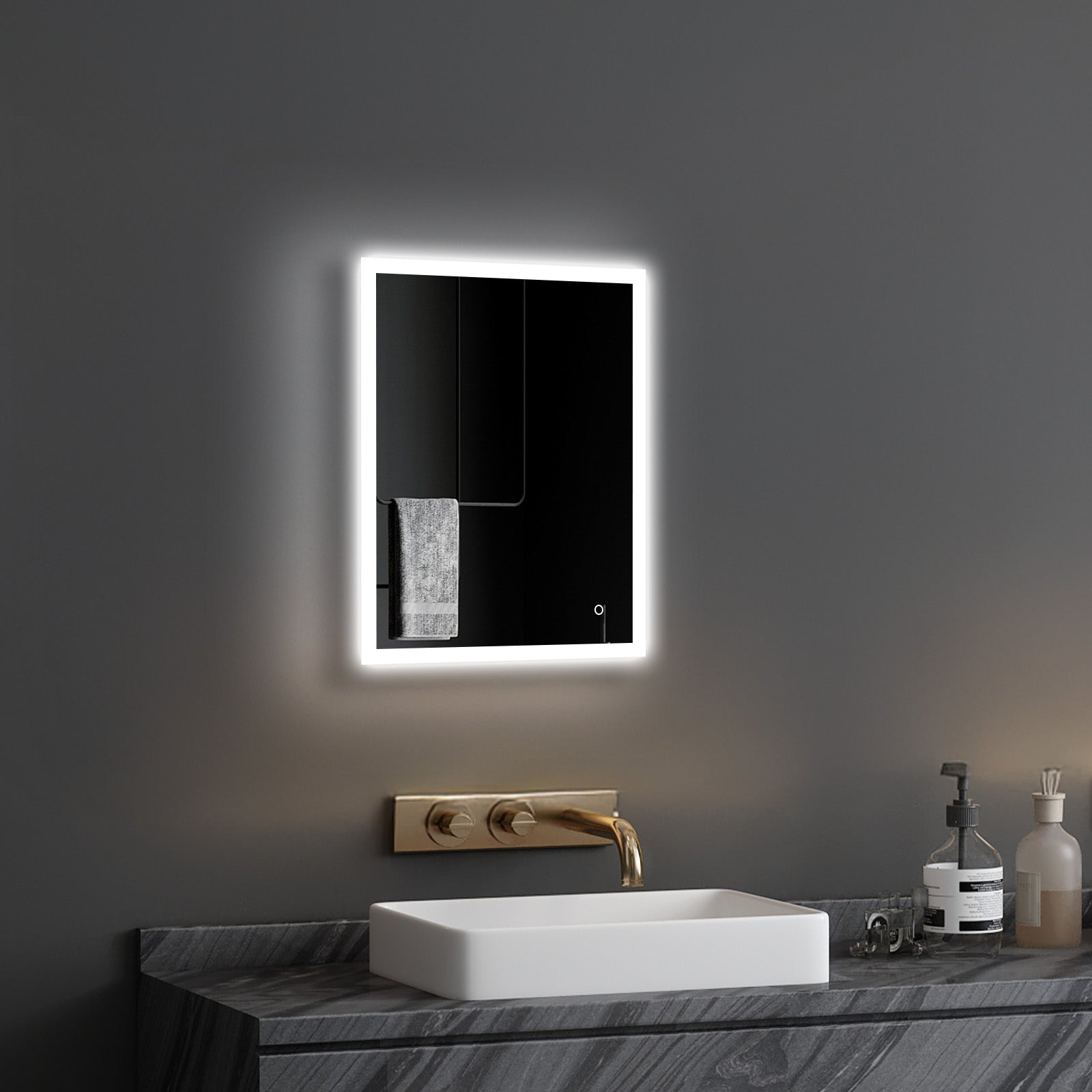 Lyra Modern LED Mirror – Acrylic Frame, Anti-Fog, Dimmable