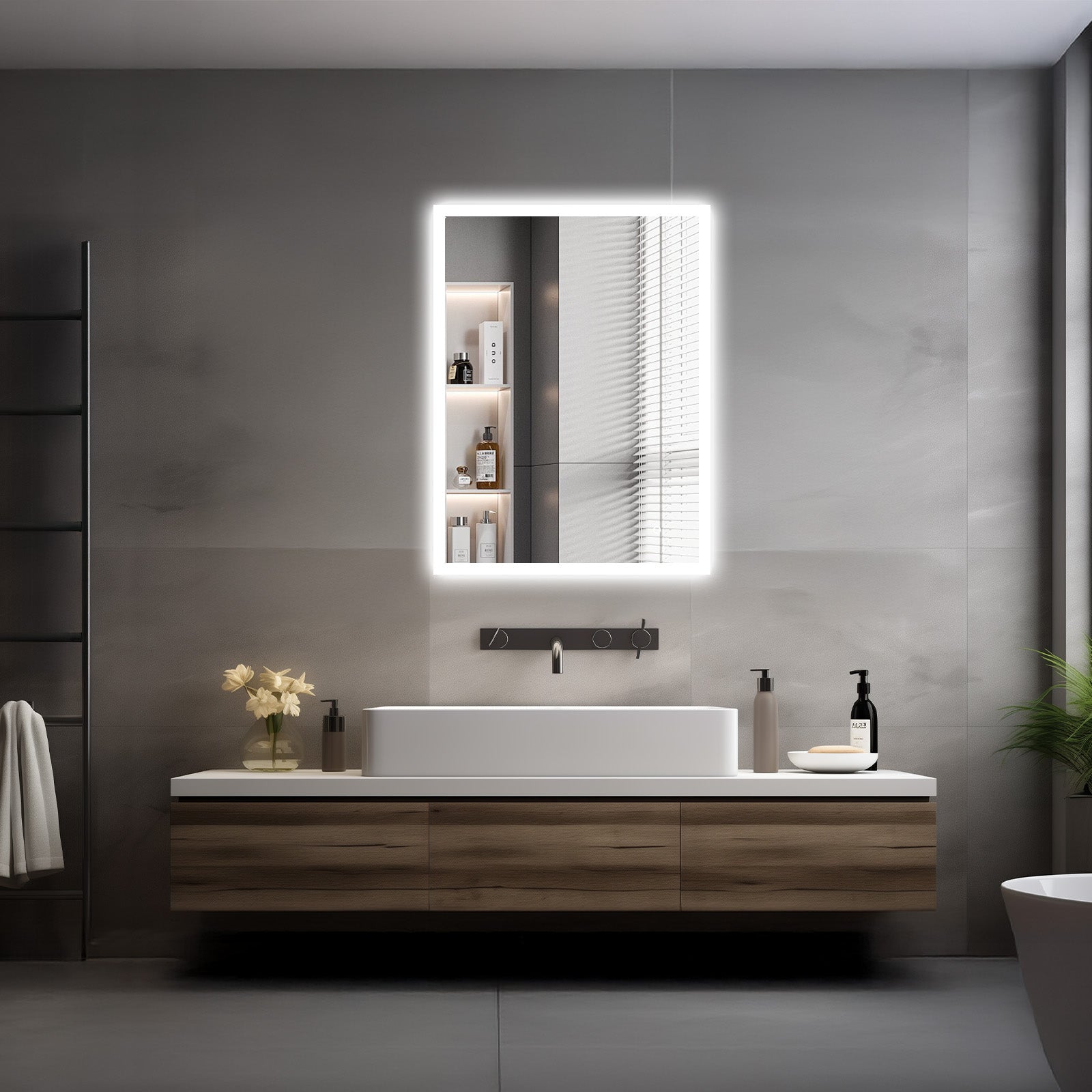 Lyra Modern LED Mirror – Acrylic Frame, Anti-Fog, Dimmable
