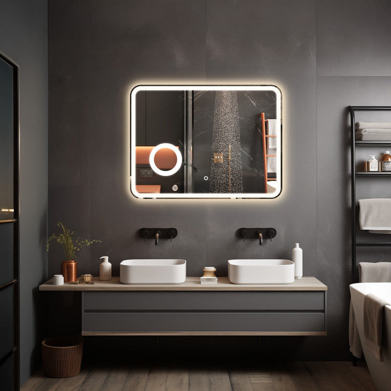 Crater II LED Bathroom Mirror | Anti-Fog, 3X Magnification