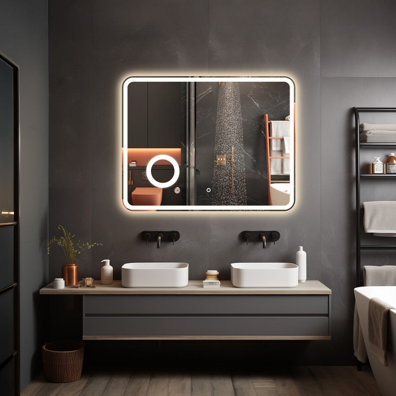 Crater II LED Bathroom Mirror | Anti-Fog, 3X Magnification