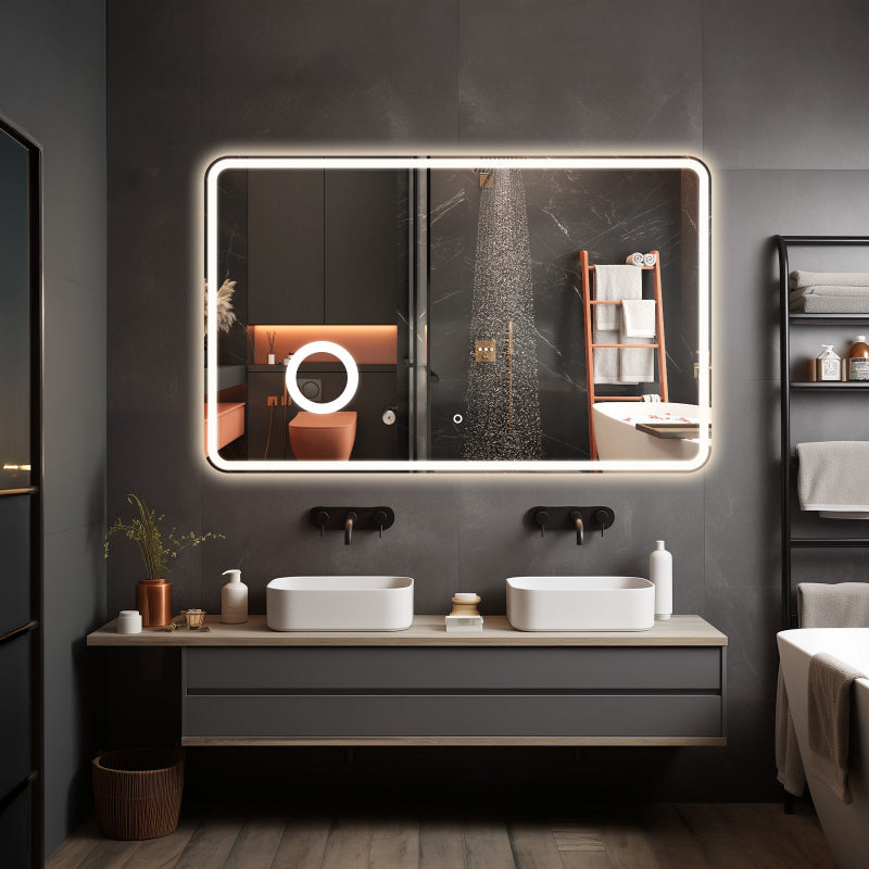 Crater II LED Bathroom Mirror | Anti-Fog, 3X Magnification