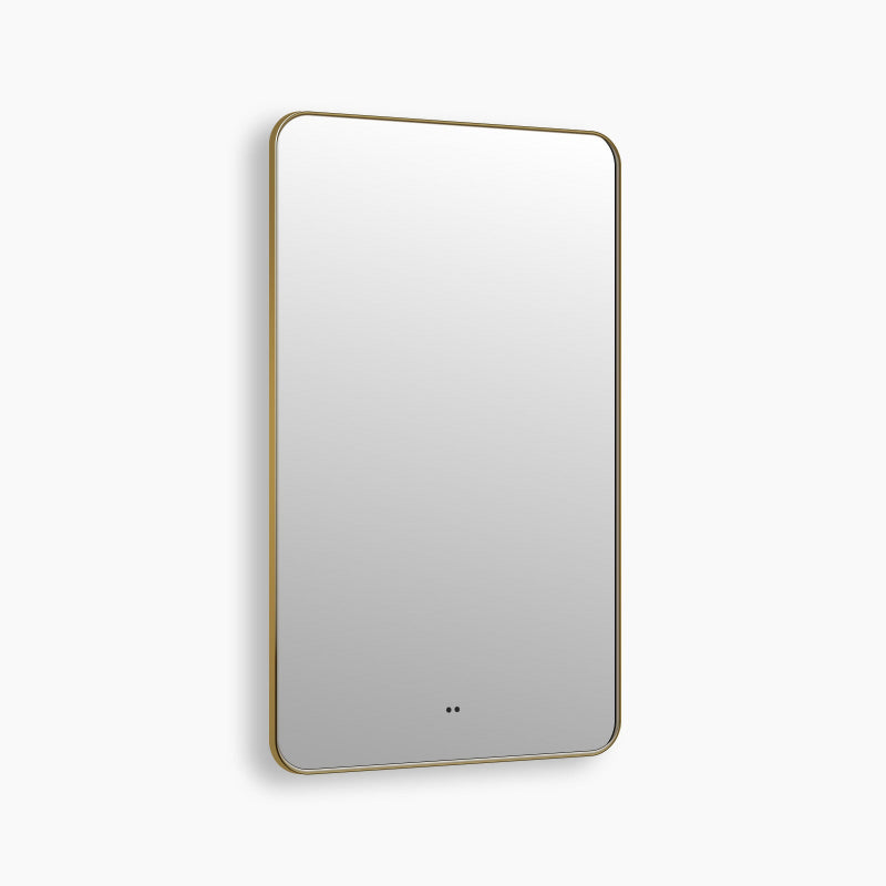 Delphinus II Brushed Gold LED Mirror – Anti-Fog, Dimmable