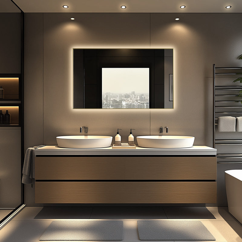 Apus Brushed Gold LED Mirror – Backlit, Anti-Fog, Dimmable