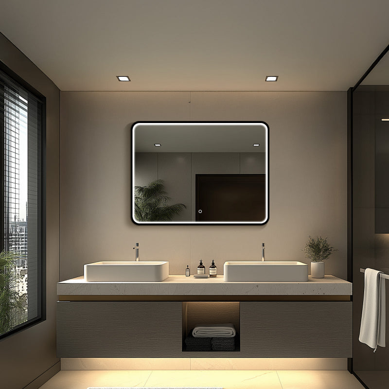 Taurus II LED Mirror | Matte Black, Dimmable, Anti-Fog