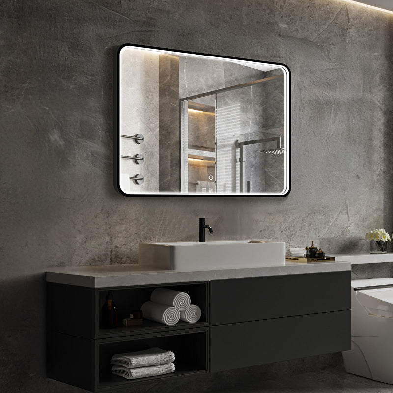 Taurus II LED Mirror | Matte Black, Dimmable, Anti-Fog