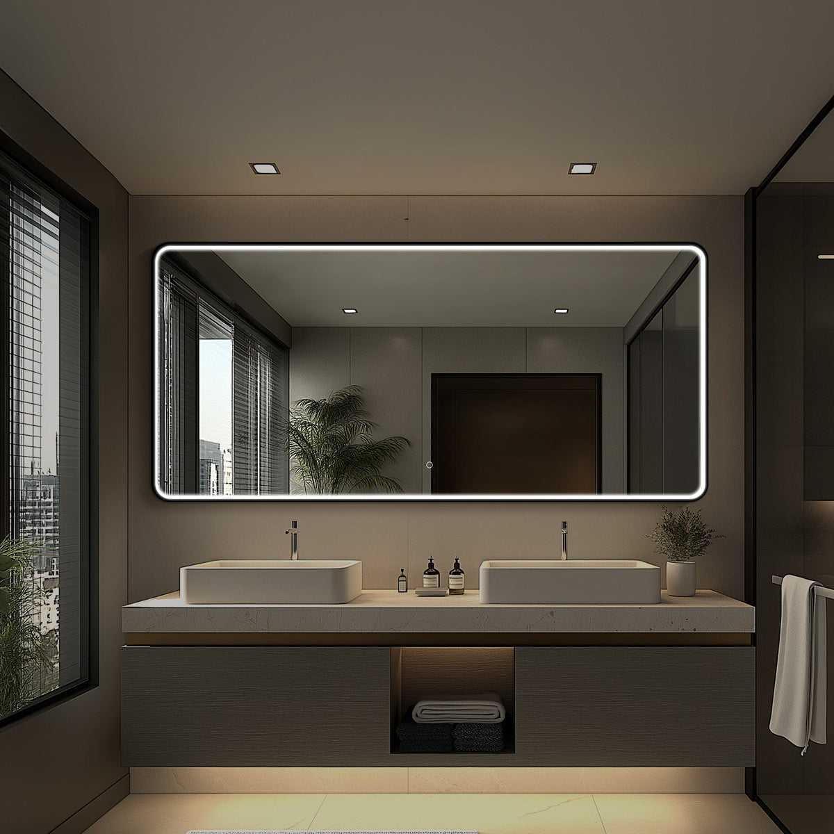 Taurus II LED Mirror | Matte Black, Dimmable, Anti-Fog