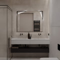 WhimsMirror LED Lighted Mirror with Touch Switch, Irregular Cutout Design, Modern Rectangular LED Bathroom Mirror, Matte Black