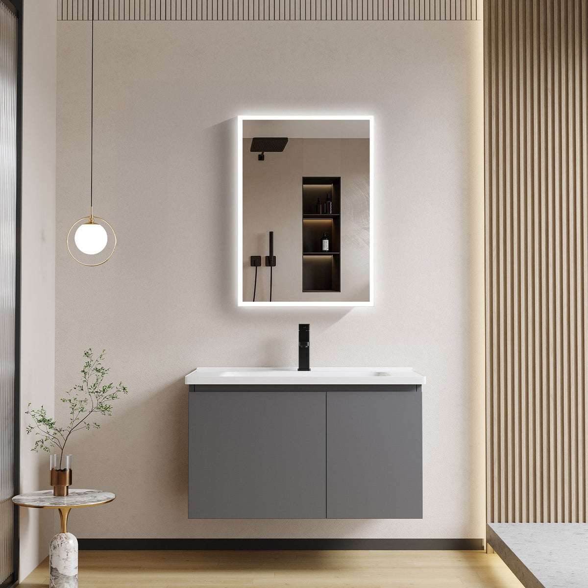 Mirrorons LED Lighted Bathroom Medicine Cabinet with IR Sensor Switch,  Aluminum Hd Bathroom Mirror Cabinet Defogging Available, Matte White
