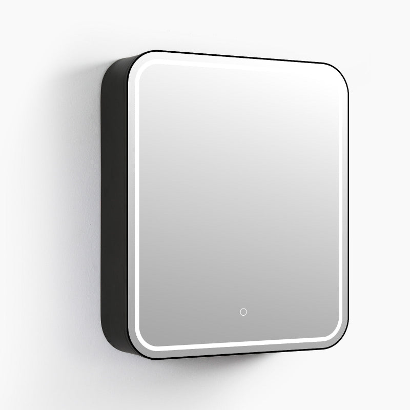 Mirrorons Medicine Cabinet with LED Lights, Rectangle, 28 x 24 Inch, Defogger, 3-Color Mode, Dimmer, Matte Black