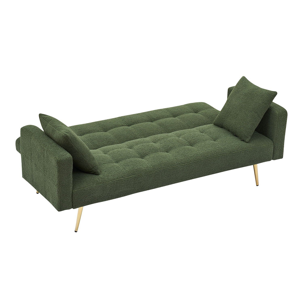 Teddy Fleece Sofa Bed With Luxurious Throw Pillows