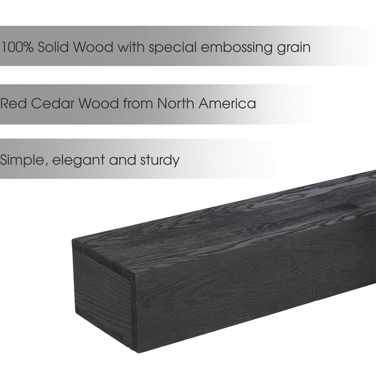 48'' Embossed Fireplace Mante, Wall Mounted Floating Shelf - Black