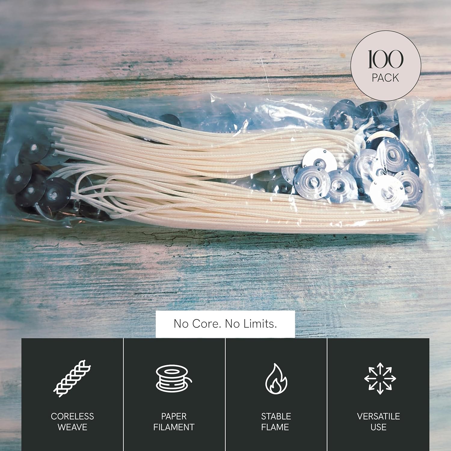 CD Wicks, Various Lengths, Various Sizes, Pack of 100