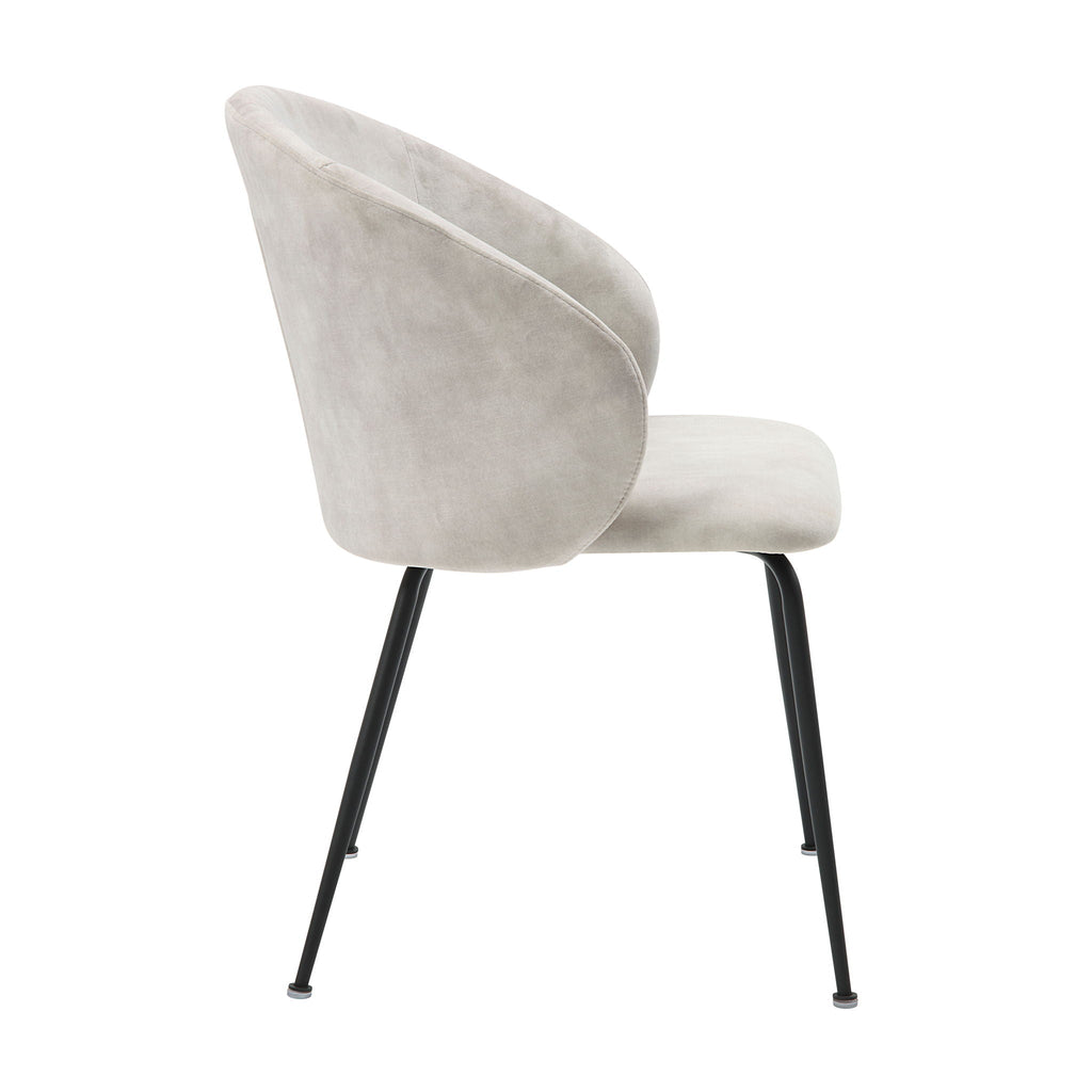 Velvet Upholstery Side Chairs 2 Piece Set With Metal Legs Modern Home Furniture - Beige