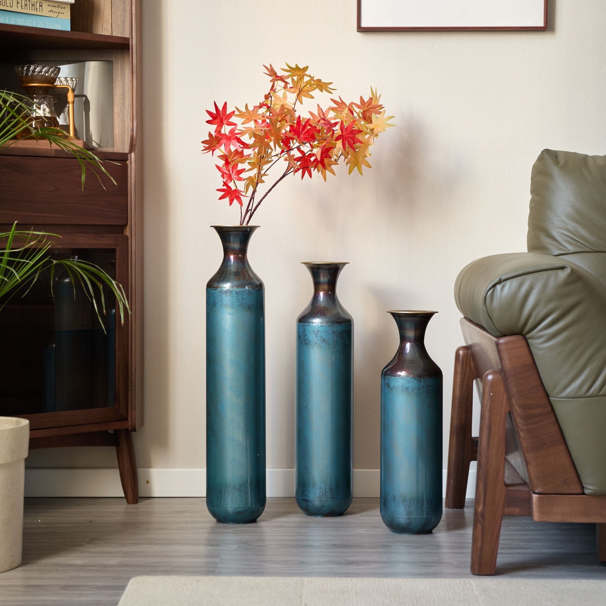 Modern Droplet Shaped Floor Vase Set, 3 Piece Home Decor