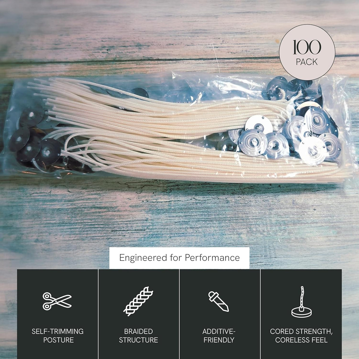 HTP Wicks, 6" Length, Pack of 100, Various Sizes Available