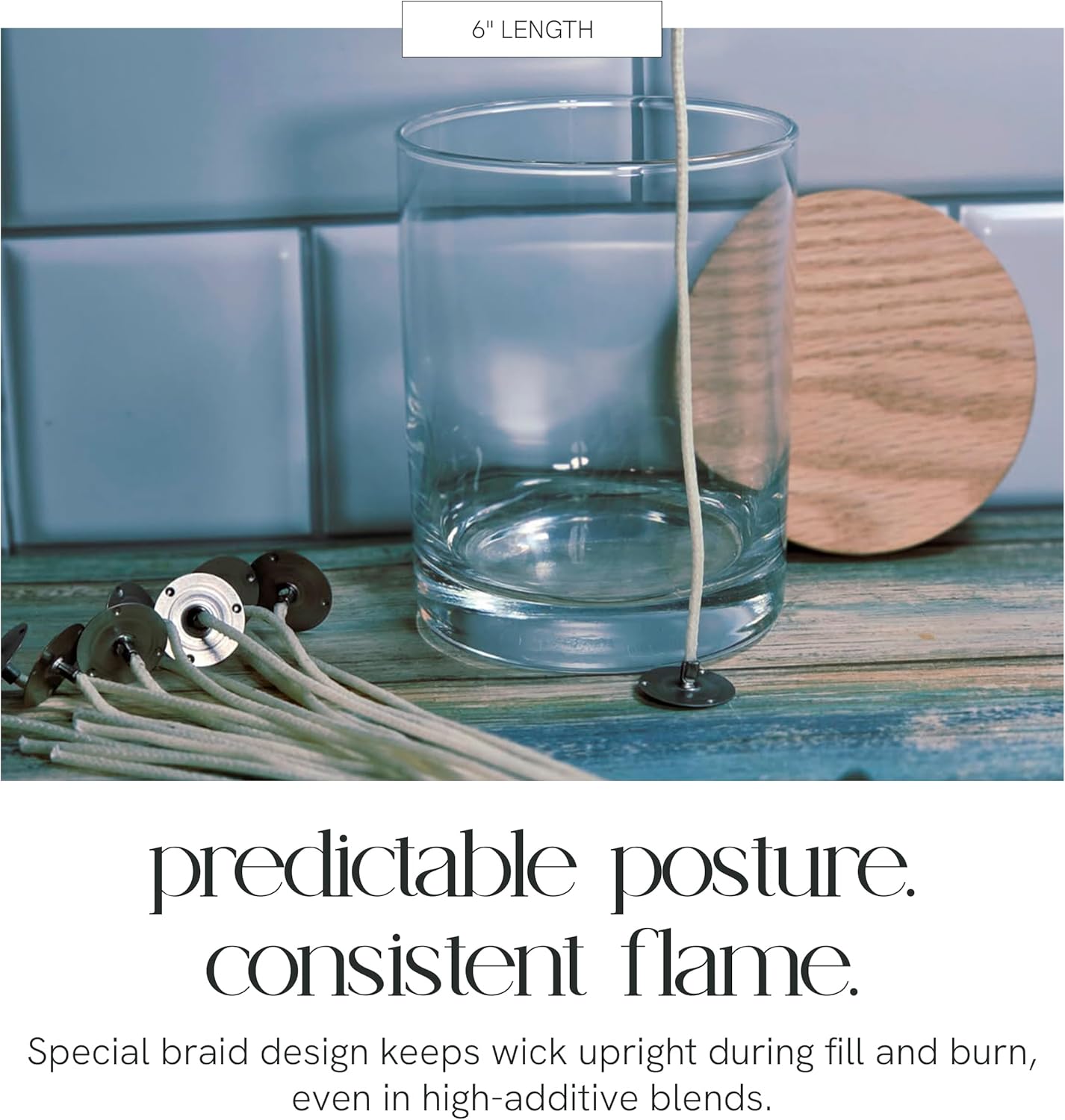 HTP Wicks, 6" Length, Pack of 100, Various Sizes Available