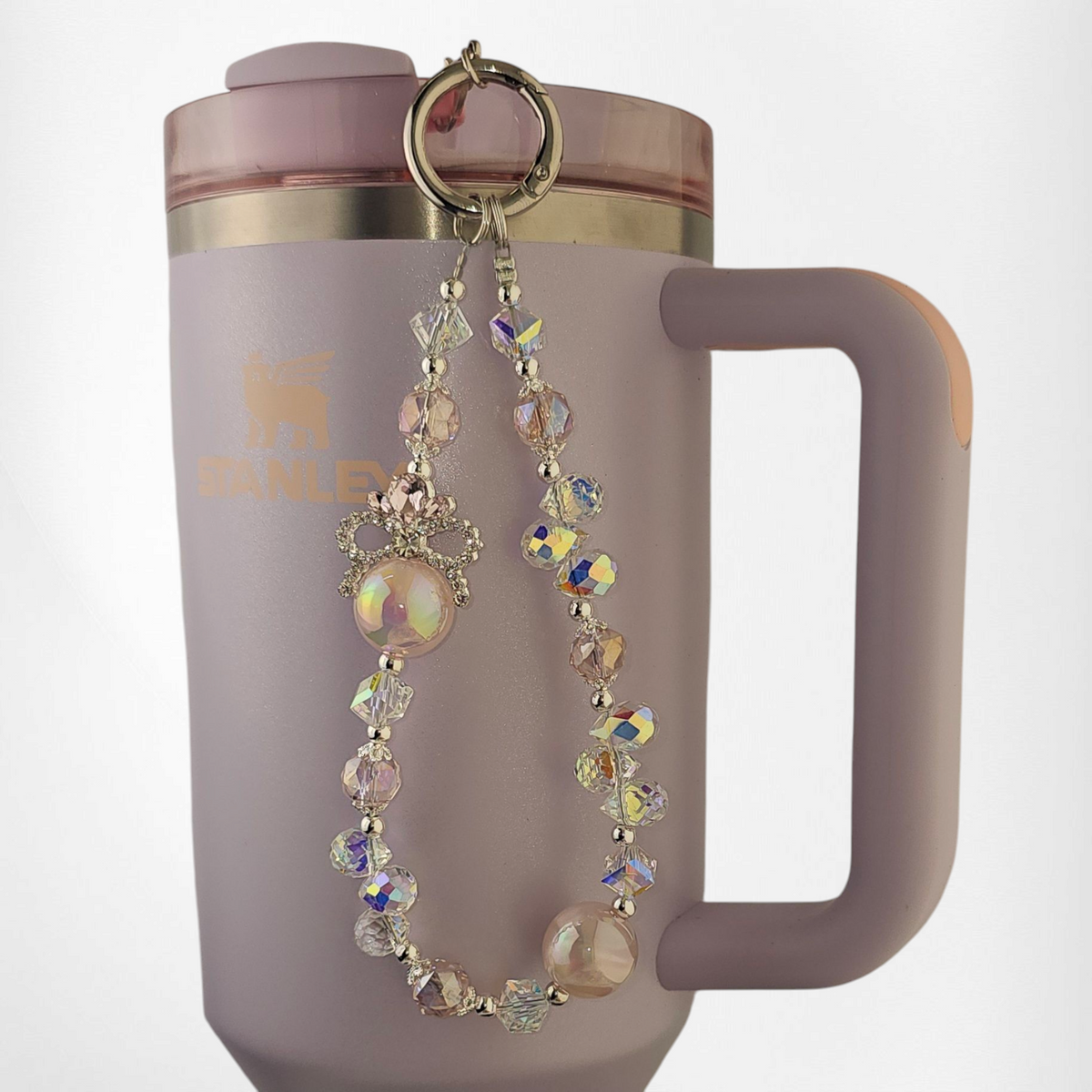 Deluxe Pearl Beaded Tumbler Charm - Pink